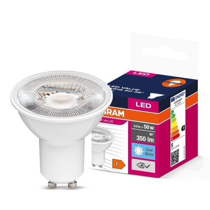 Osram LED Value PAR16 GU10 4000K gün ışığı LED ampul ve kutu görseli