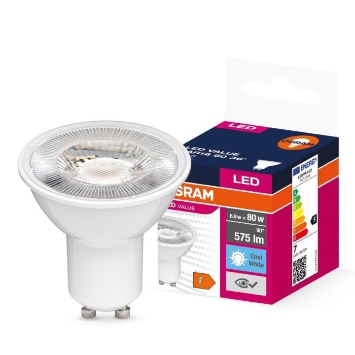 Osram LED Value PAR16 6.9W GU10 4000K gün ışığı LED ampul ve kutu görseli
