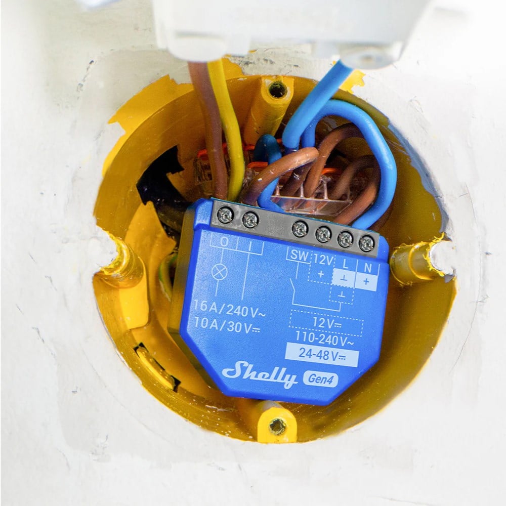 Shelly 1 Gen4 kuru kontaklı röle buat içi bağlantı görünümü