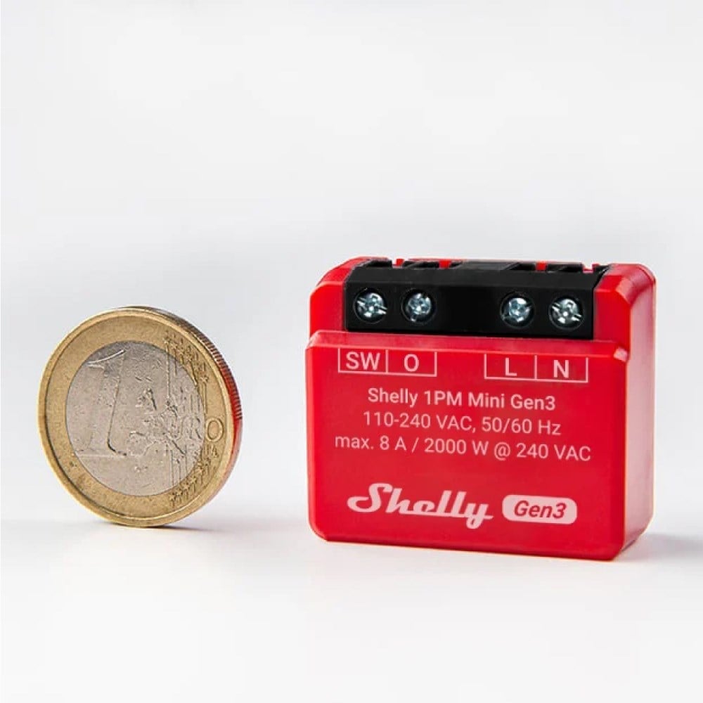 Shelly 1PM Mini Gen3 kompakt boyut karşılaştırması