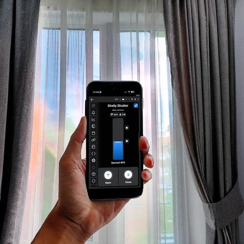 Shelly Shutter ile akıllı panjur ve perde kontrolü uygulama ekranı