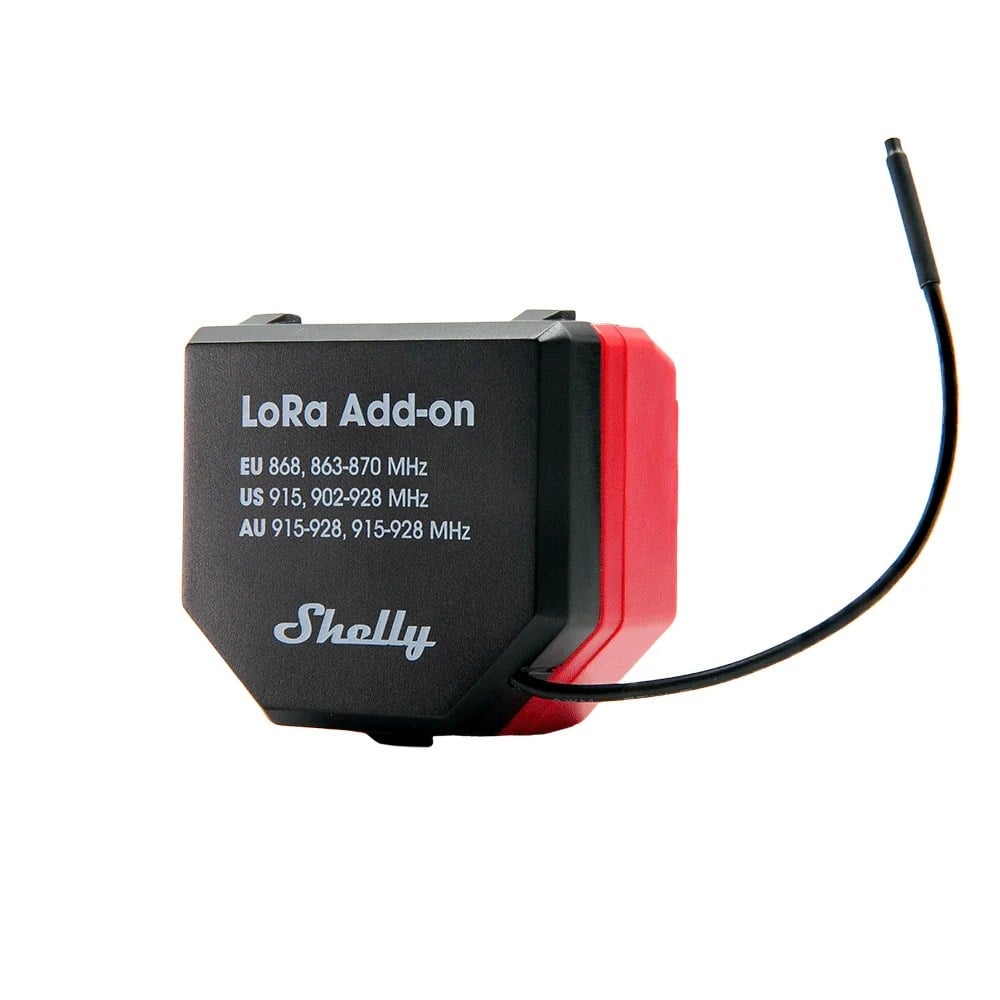 Shelly LoRa Add-on antenli uzun menzilli haberleşme modülü yan görünüm