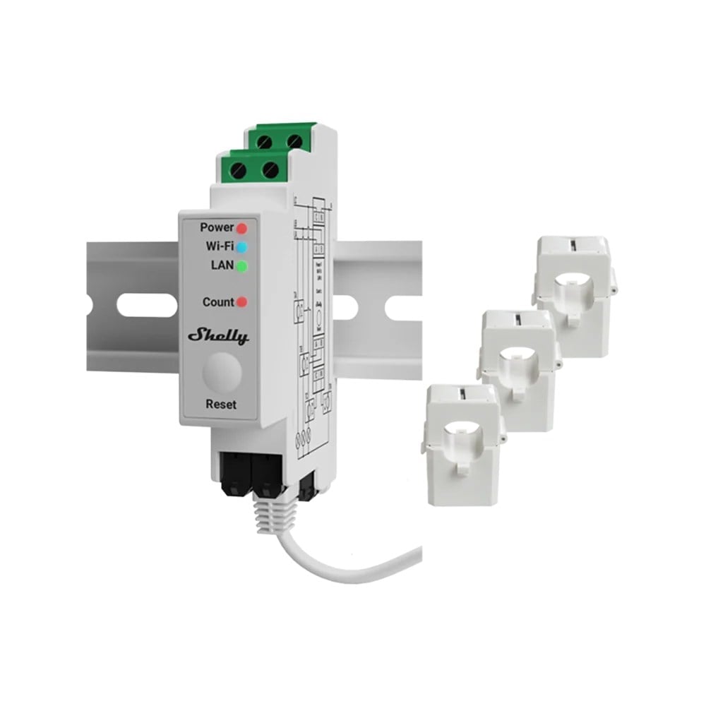 Shelly Pro 3EM 120A Wi-Fi LAN destekli üç fazlı enerji ölçer