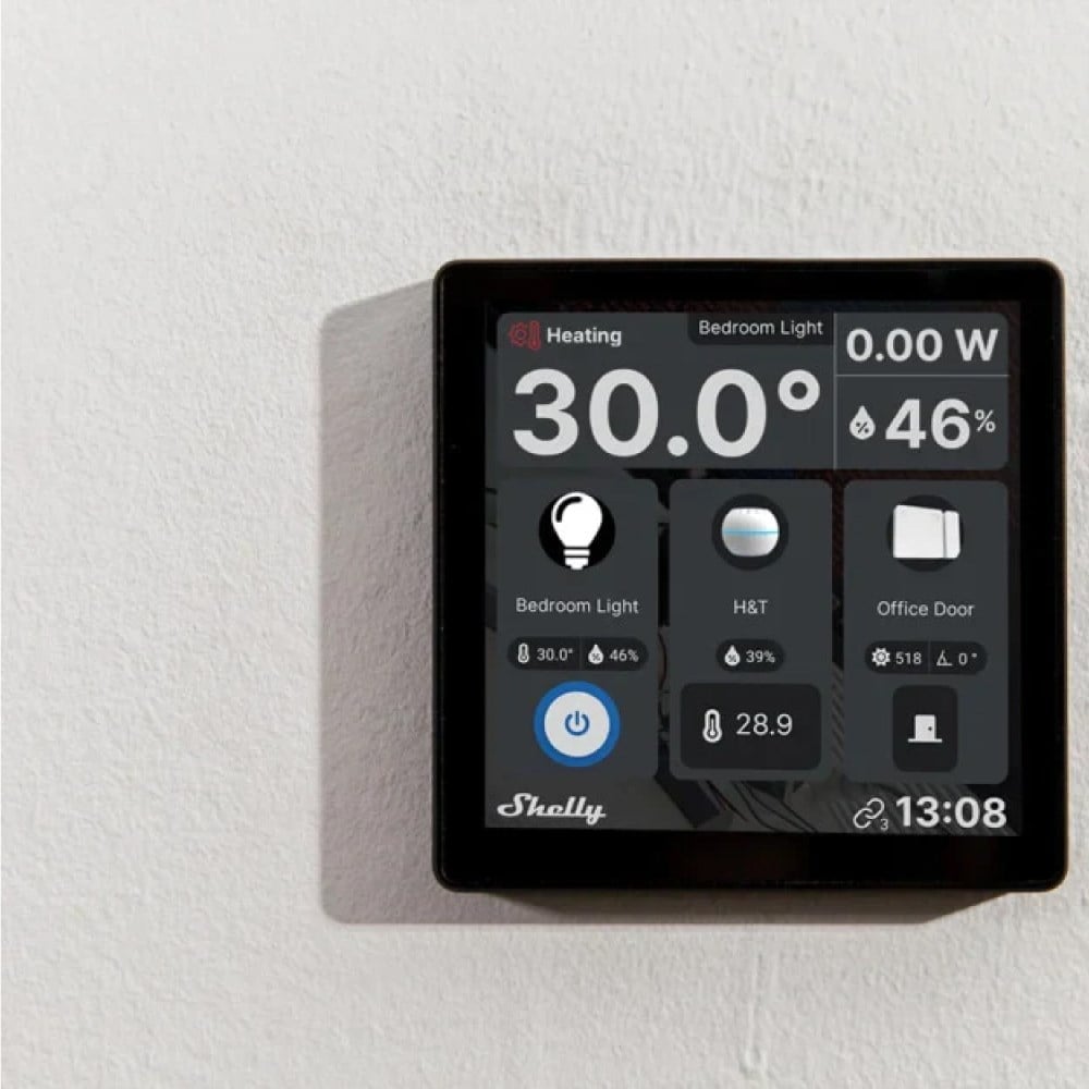 Shelly Wall Display siyah dokunmatik akıllı ev kontrol paneli