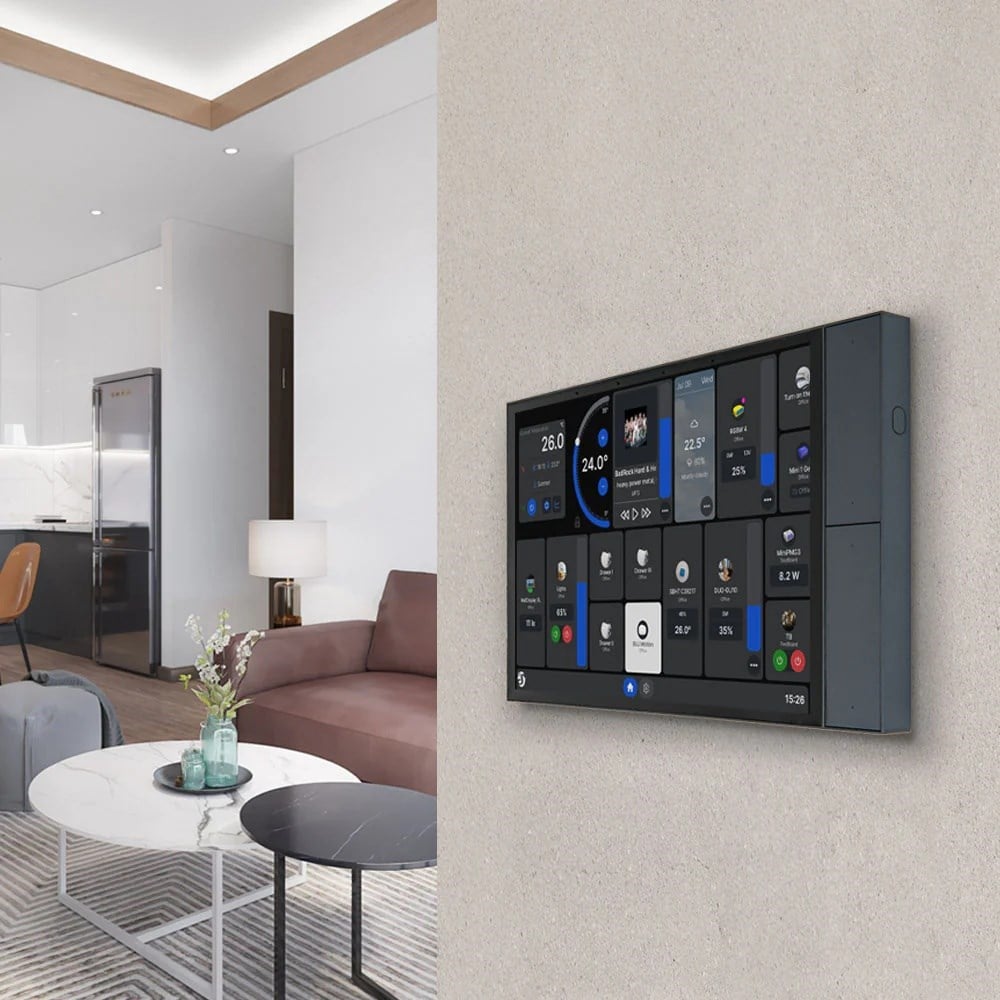 Shelly Wall Display XL Siyah Akıllı Ev Kontrol Paneli salon akıllı ev kontrol senaryosu