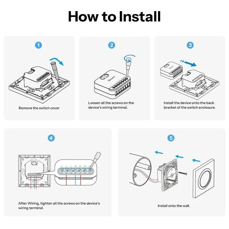 SONOFF EDIM dimmer anahtar kasası kurulum ve bağlantı adımları