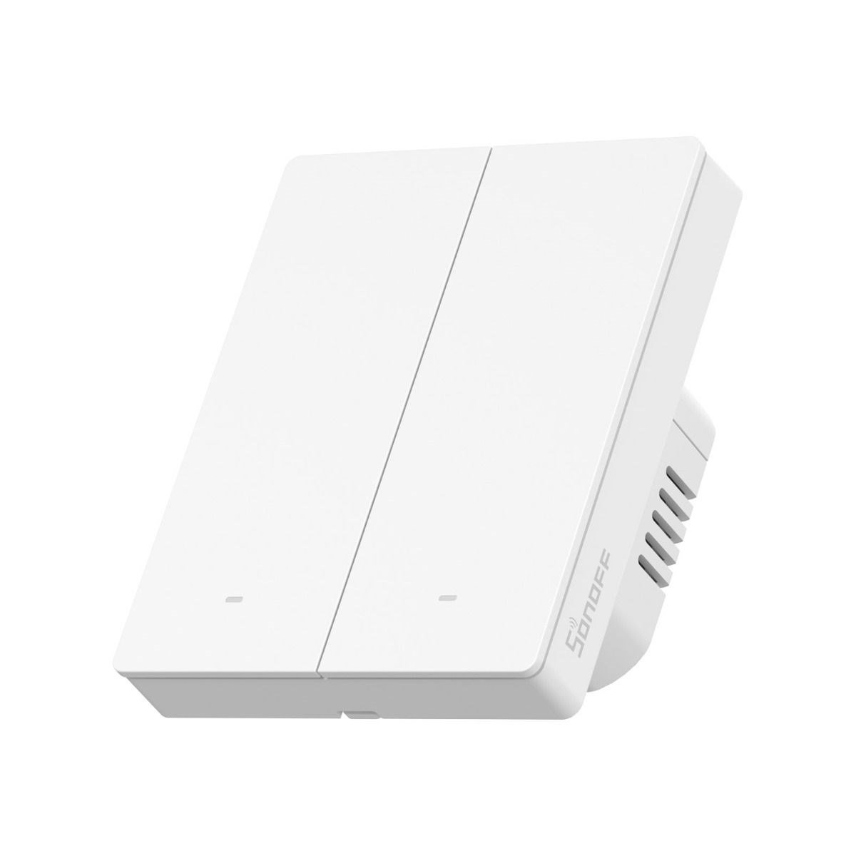 SONOFF M5-2C-80W beyaz çift tuşlu Matter akıllı anahtar yandan görünüm