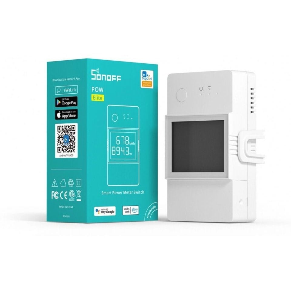 SONOFF POW Elite POWR320D akıllı güç ölçer anahtar ve ürün kutusu