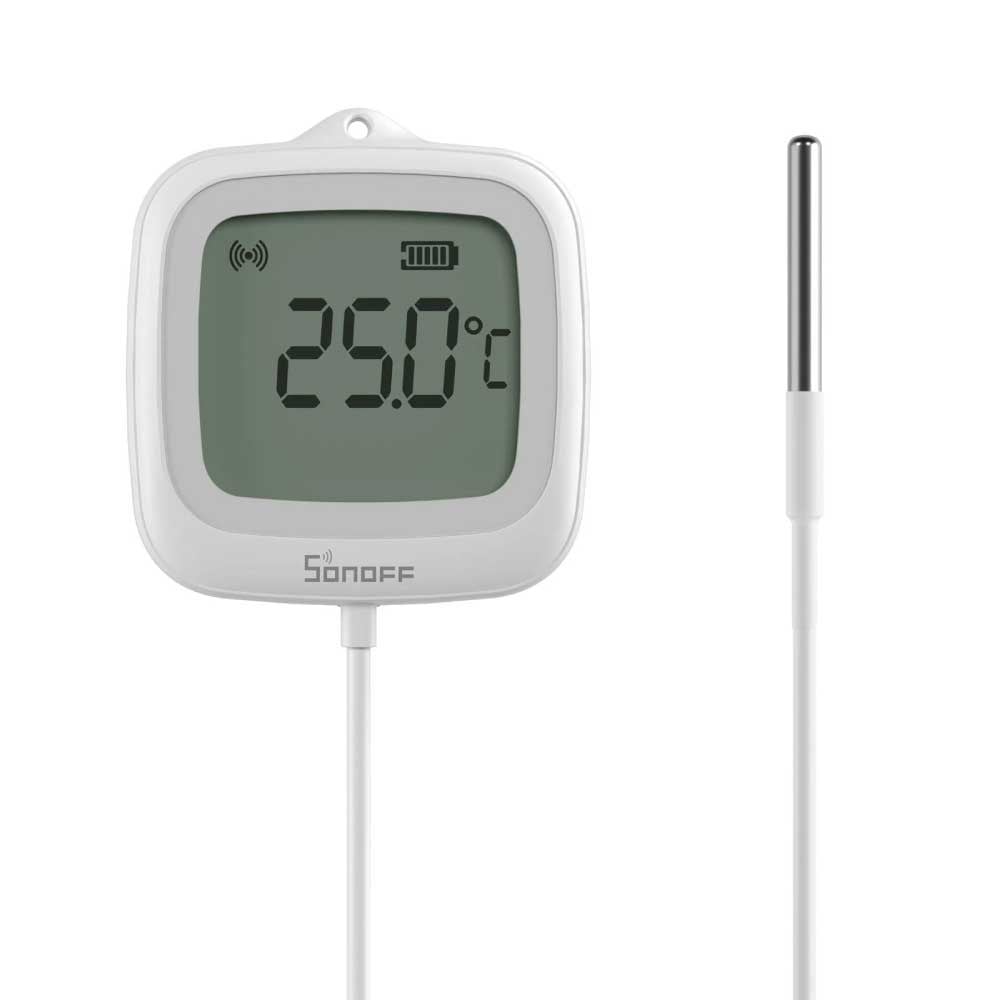 SONOFF SNZB-02LD IP65 ekranlı sıcaklık ölçer ve harici prob görseli