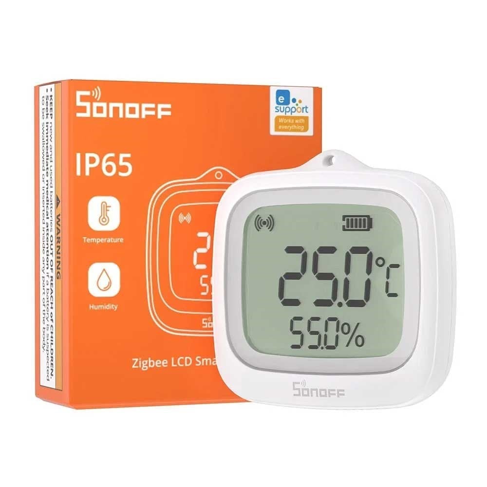 SONOFF SNZB-02WD IP65 Zigbee LCD sıcaklık ve nem sensörü kutulu ürün görseli