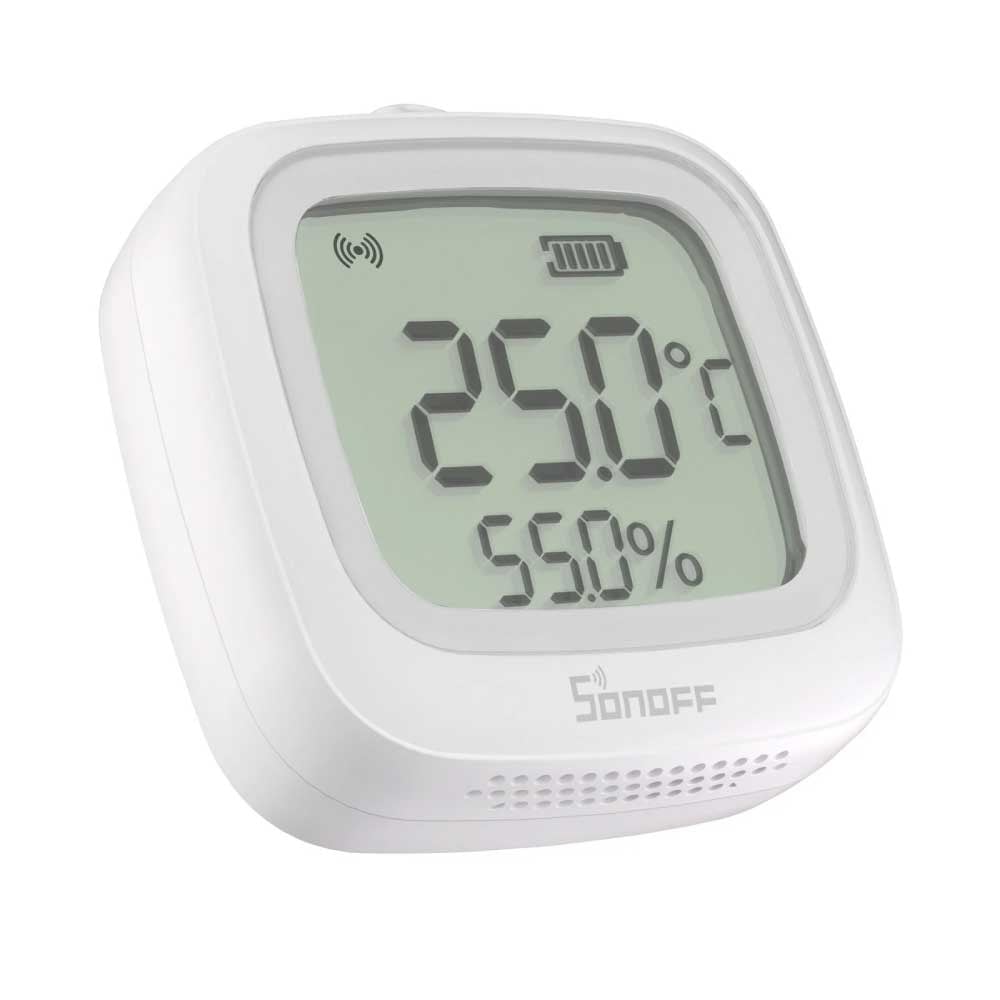 SONOFF SNZB-02WD dijital sıcaklık nem ölçer yan açı ürün görseli