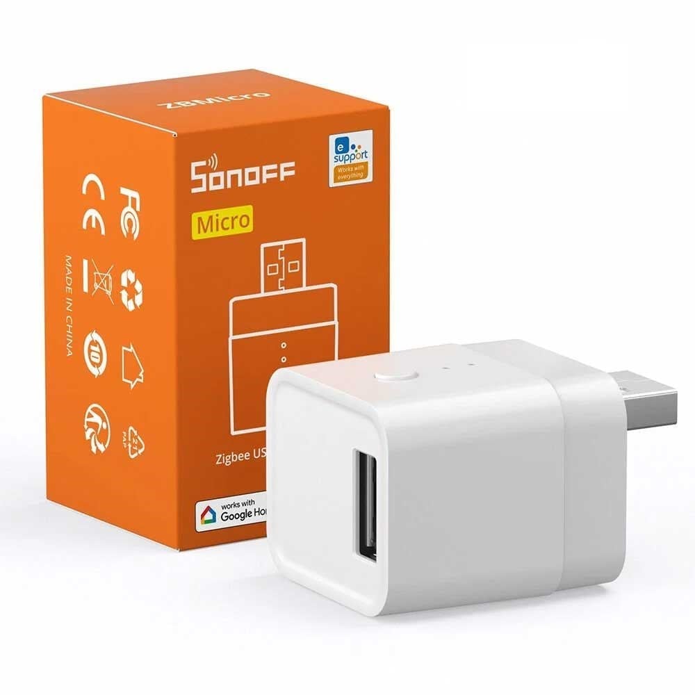 SONOFF ZBMicro Zigbee USB akıllı adaptör kutu ve ürün görseli