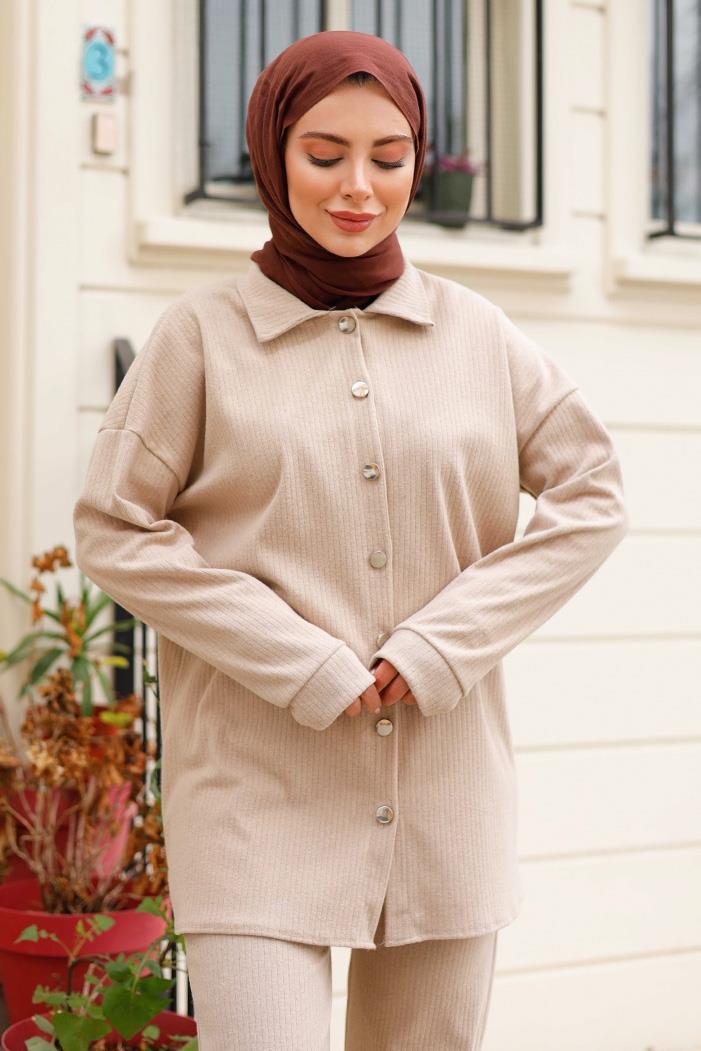 Aktel Gömlek Pantolon Triko İkili Takım 1291 - Taş