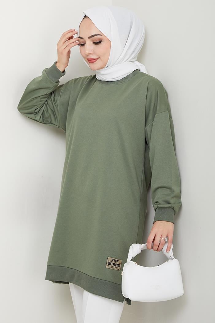 Arma Detaylı Tesettür Tunik 1427 - Haki