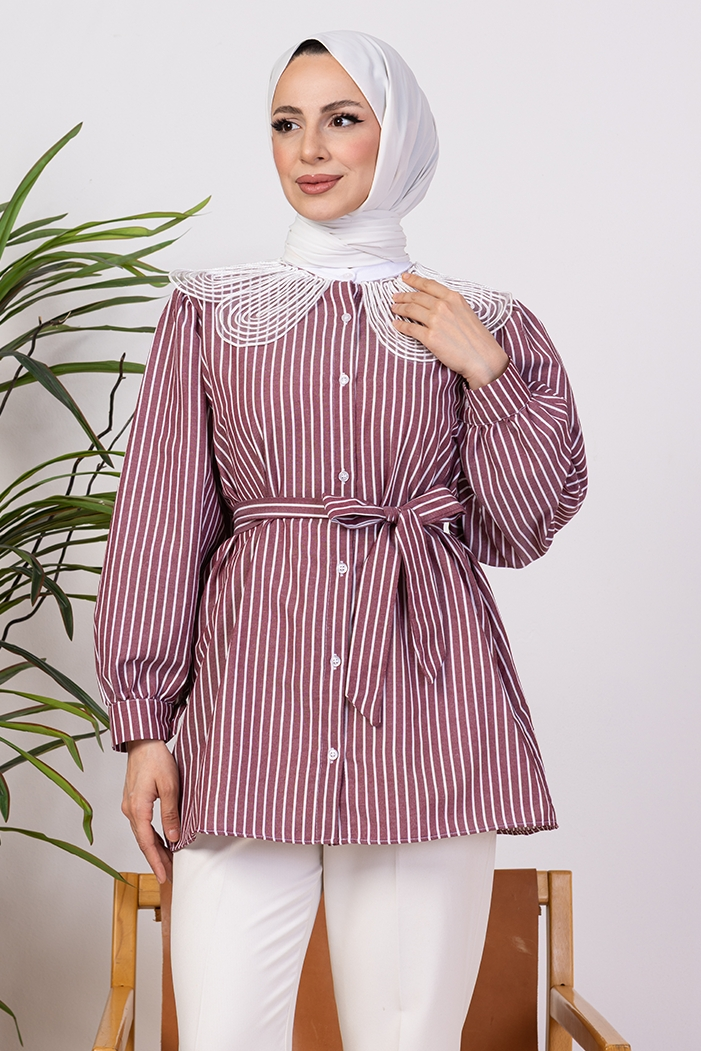 Galvin Organze Hakim Yaka Gömlek 1409 - Bordo