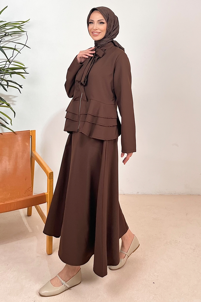 Nesla Tunik Etek İkili Takım 1418 - Acı Kahve