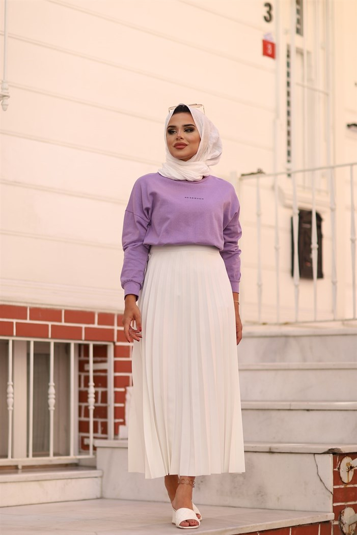 Pileli Etek - Beyaz