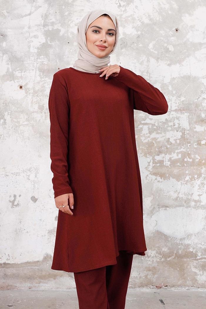 Seyal Tunik Pantolon Bürümcük Takım 1252 - Bordo