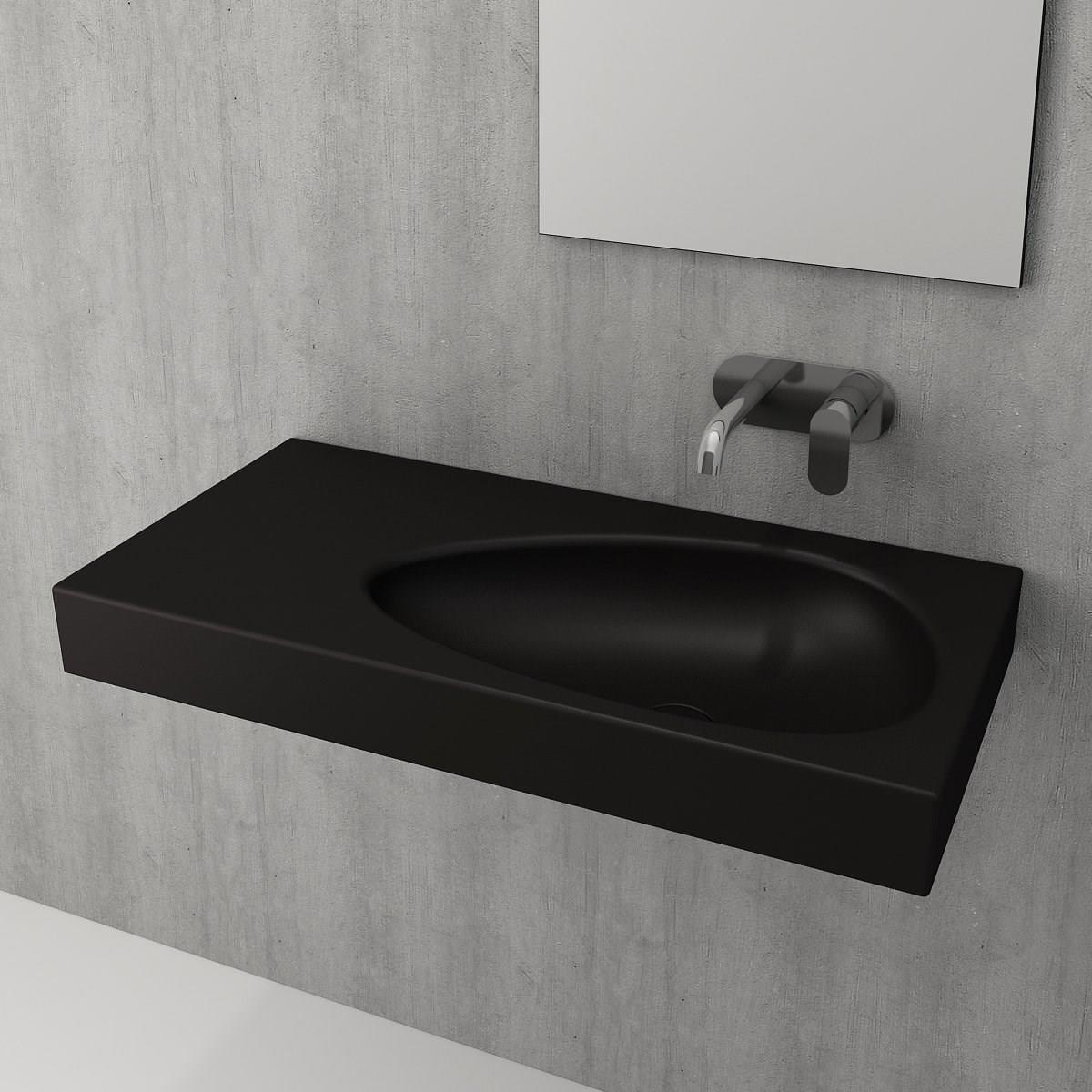BOCCHI Etna Etajerli Lavabo, 90 cm, Mat Siyah1115-004-0125