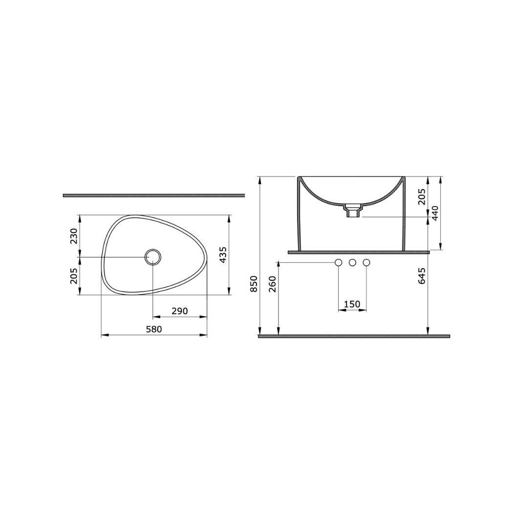 BOCCHI Etna Tezgah Üstü Monoblok Lavabo, 58 cm, Mat Beton1162-069-0125
