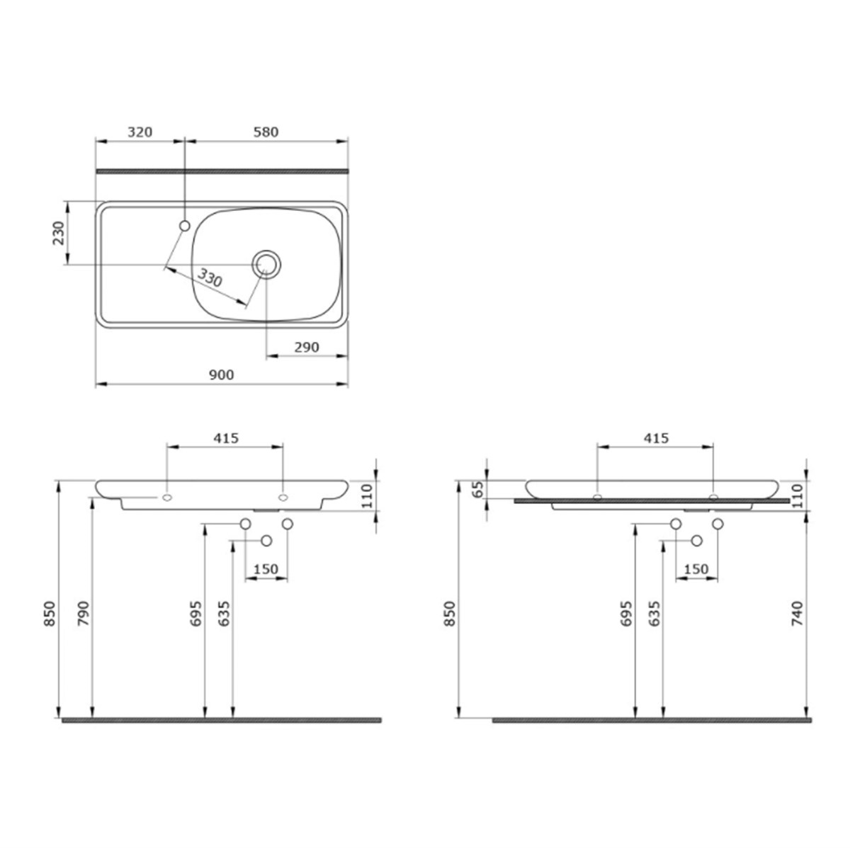 Bocchi Fenice Etajerli Lavabo Mat Yasemin 90cm1490-007-0126