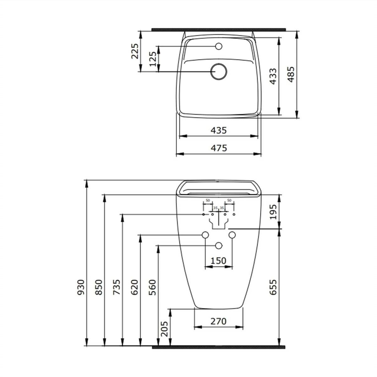 BOCCHI Firenze Asma Monoblok Lavabo, 48 cm, Parlak Beyaz1082-001-0126