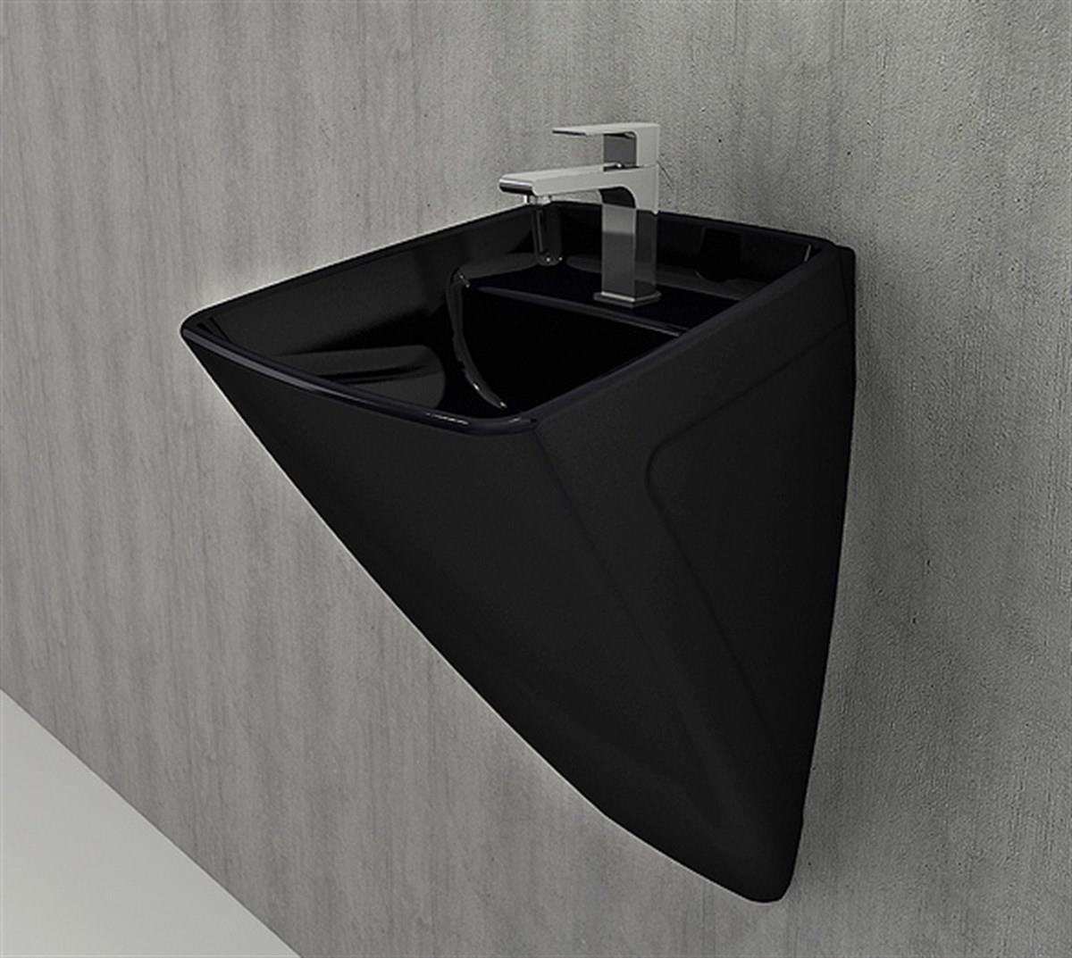 BOCCHI Firenze Asma Monoblok Lavabo, 48 cm, Parlak Siyah1082-005-0126