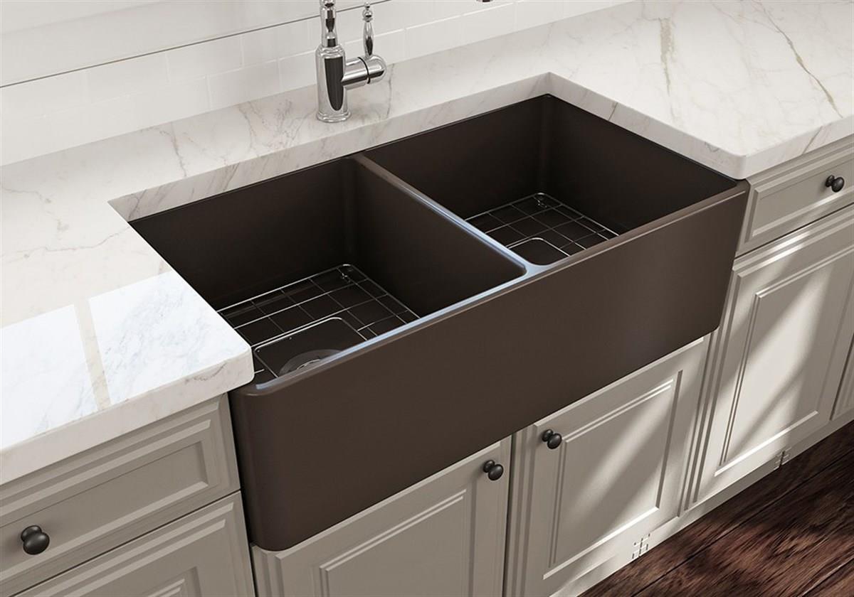 BOCCHI Lavello Çift Gözlü Seramik Eviye, 85 cm, Mat Kahve1139-025-0120-03