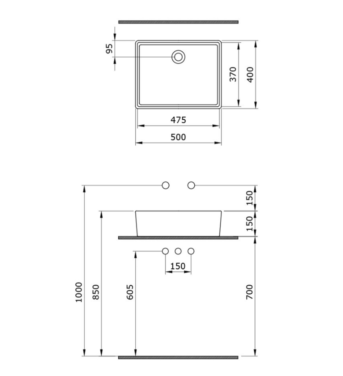 BOCCHI Milano Çanak Lavabo, 50 cm, Mat Buz Mavisi1215-029-0125
