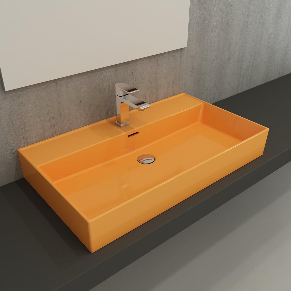 BOCCHI Milano Çanak Lavabo, 80 cm, Mandalina Sarısı1377-021-0126