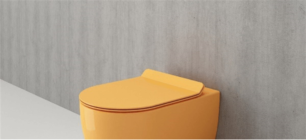 BOCCHI Pure Slim Klozet Kapağı, Yavaş Kapanır, Mandalina SarısıA0333-021