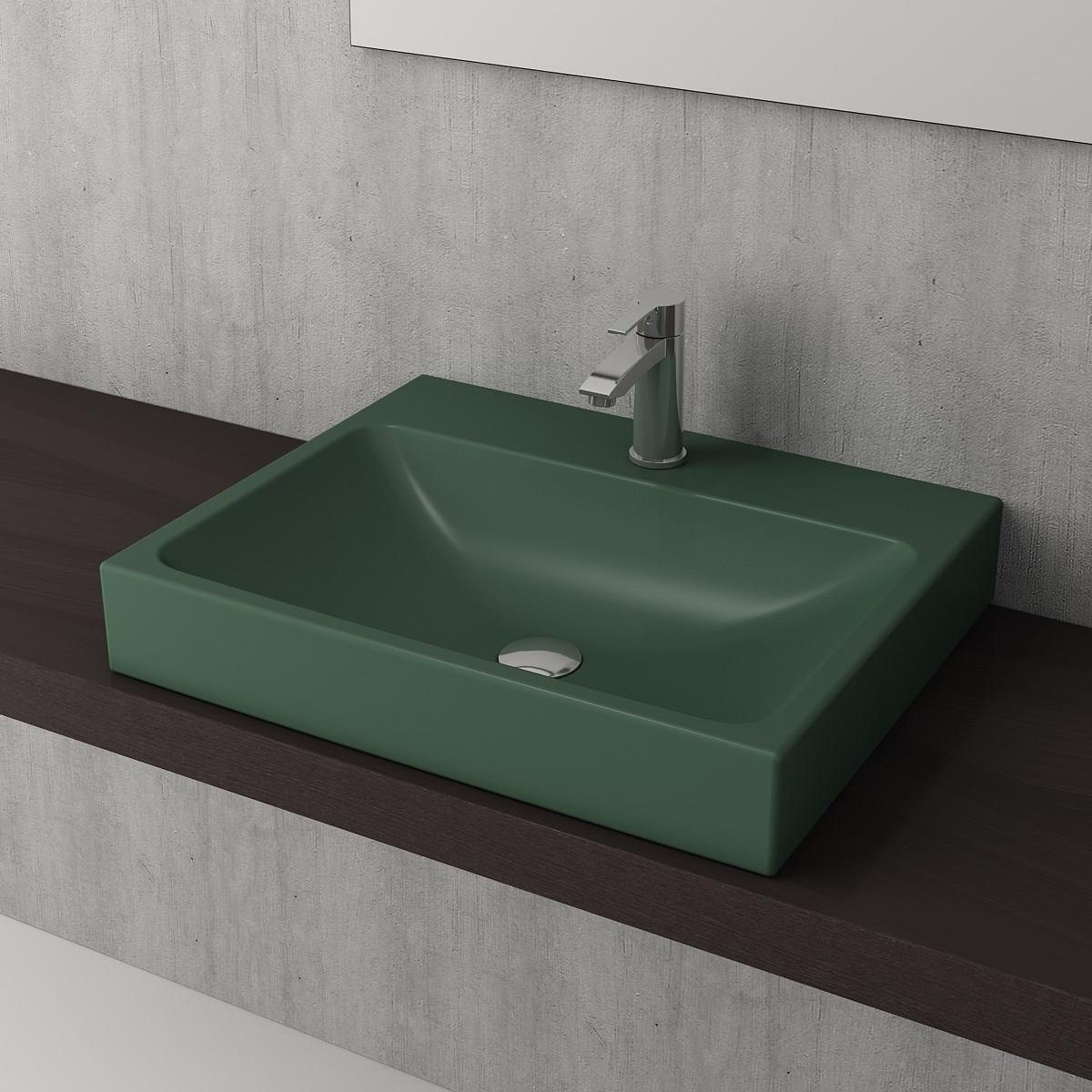 BOCCHI Scala Arch Tezgah Üstü Lavabo, 60 cm, Mat Yeşil1077-027-0126