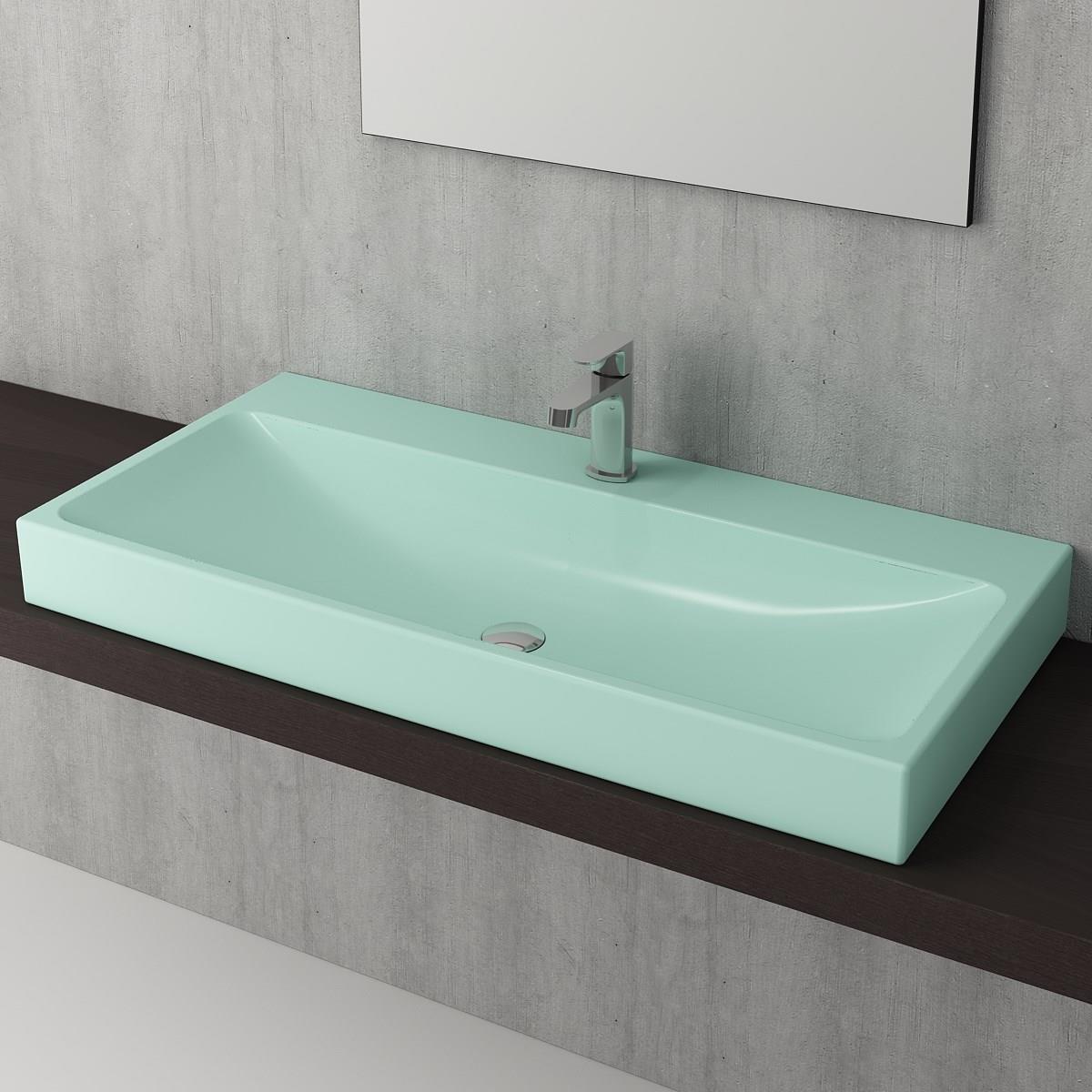 BOCCHI Scala Arch Tezgah Üstü Lavabo, 100 cm, Mat Mint Yeşil1079-033-0126