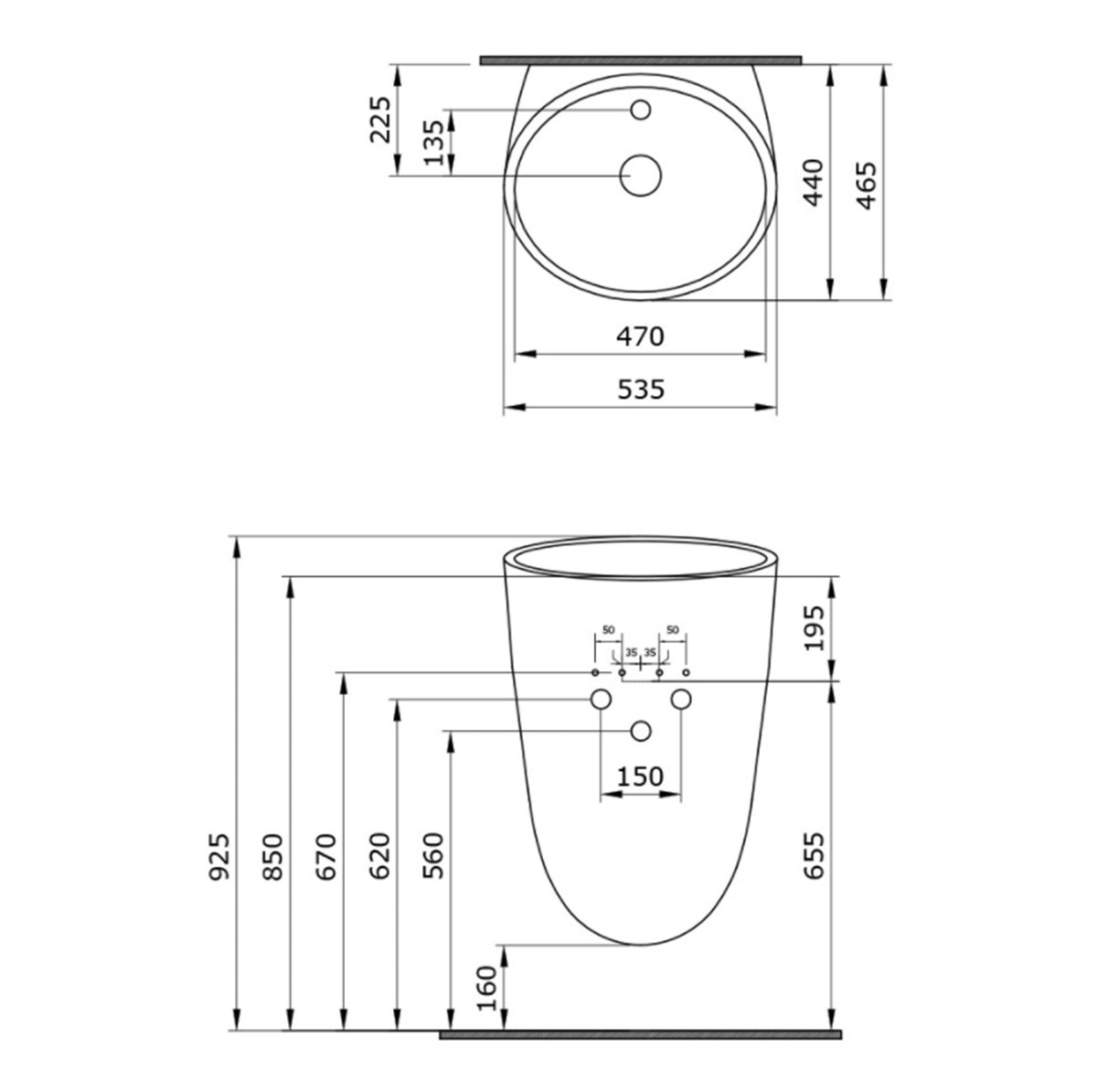 BOCCHI Venezia Asma Monoblok Lavabo, 54 cm, Parlak Beyaz1083-001-0126