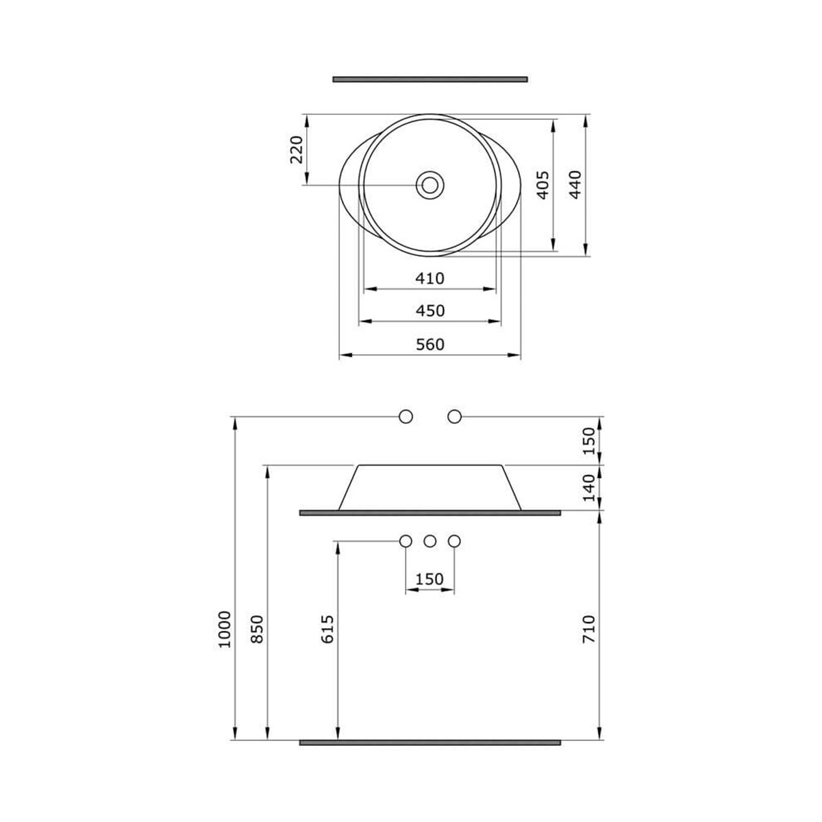 BOCCHI Venezia Çanak Lavabo Parlak Siyah 56cm1010-005-0125