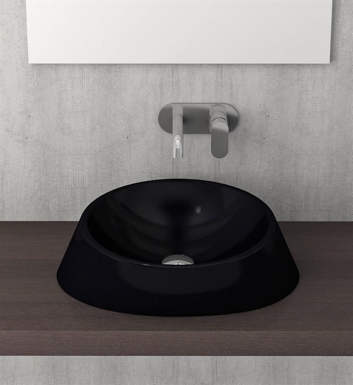 BOCCHI Venezia Çanak Lavabo Parlak Siyah 56cm1010-005-0125