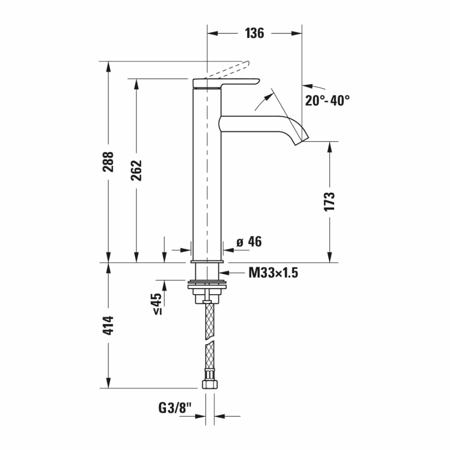 Duravit C1 Lavabo Bataryası Large Parlak Krom-C11030002010