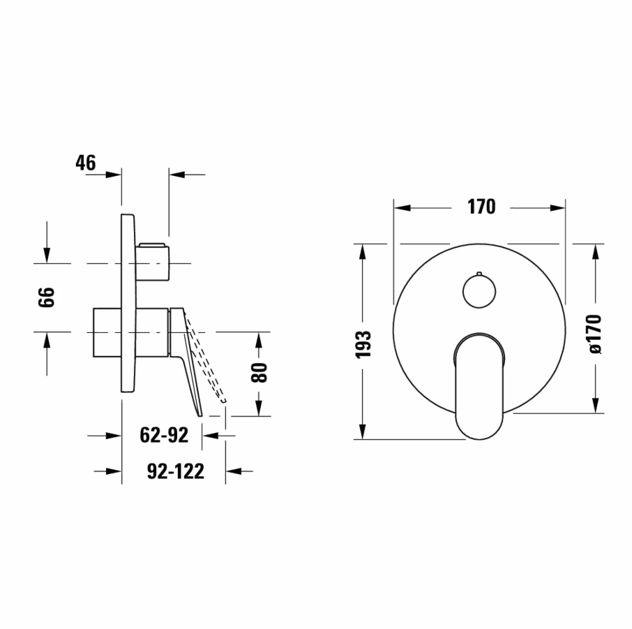 Duravit Wave Ankastre Duş Bataryası Çift Çıkışlı Parlak Krom-WA4210012010