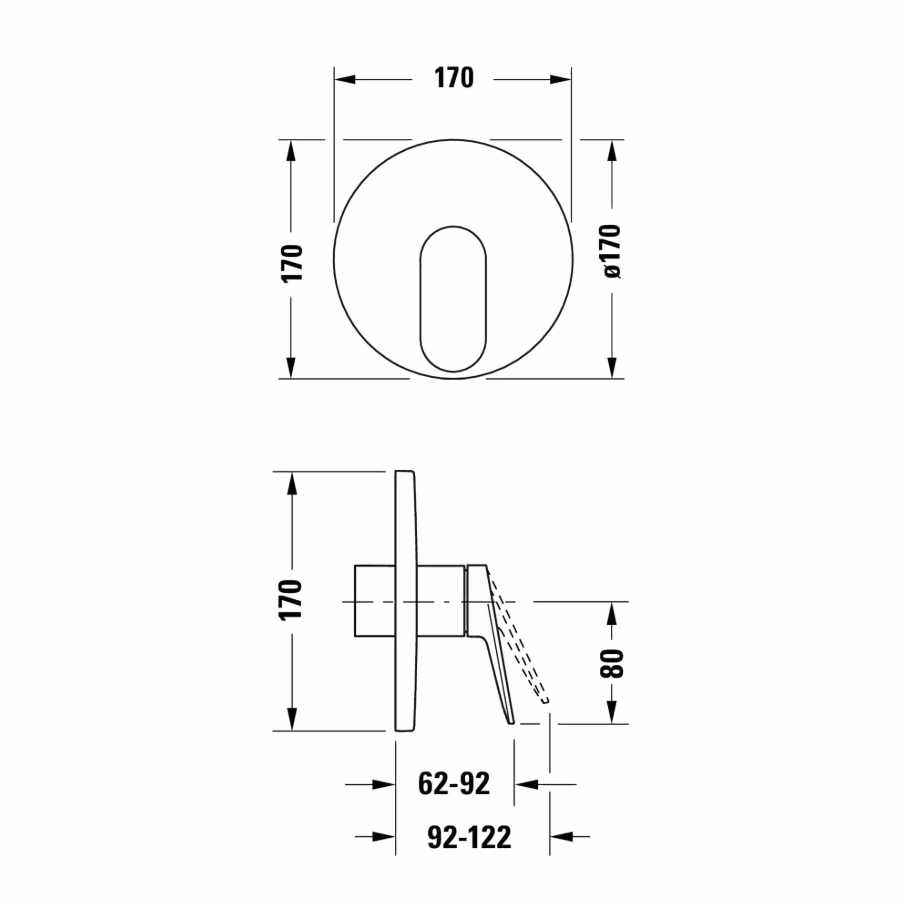 Duravit Wave Ankastre Duş Bataryası Tek Çıkışlı Parlak Krom-WA4210010010