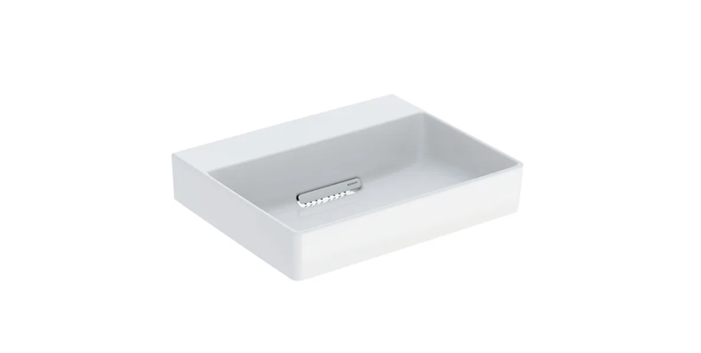 Geberit ONE çanak lavabo, yatay çıkışlı, 50x40 cm, batarya deliksiz, KeraTech505.023.00.1