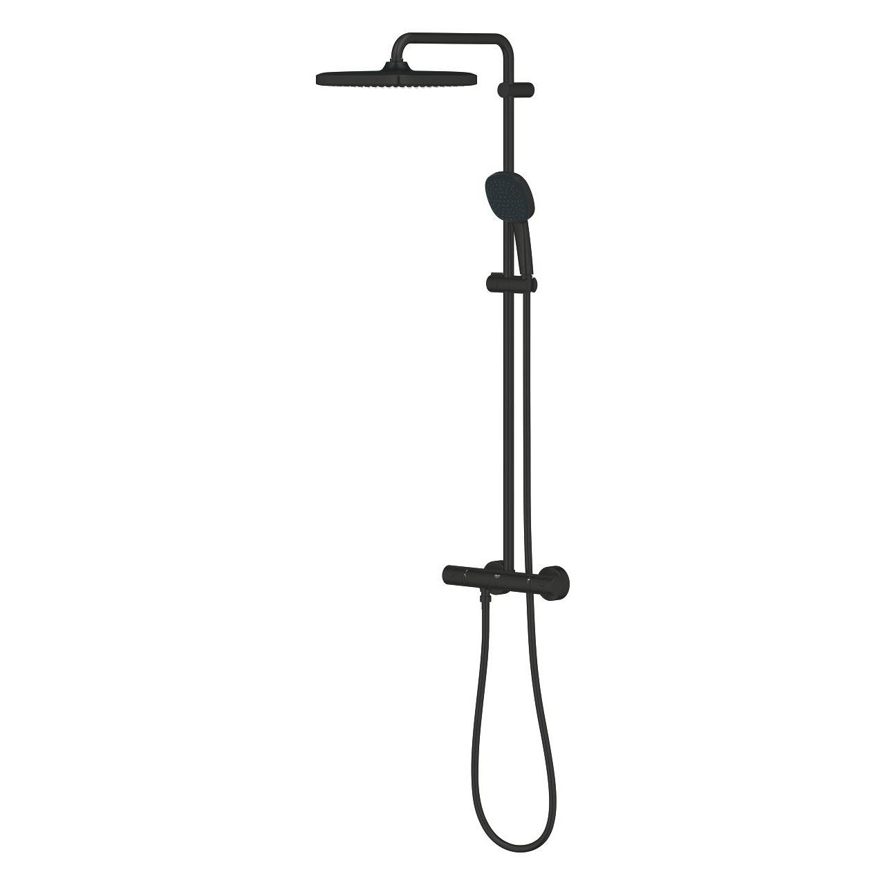 Grohe Tempesta System 250 Kare Duvara Monte Termostatik Bataryalı Duş Kolonu Mat Siyah-266892431