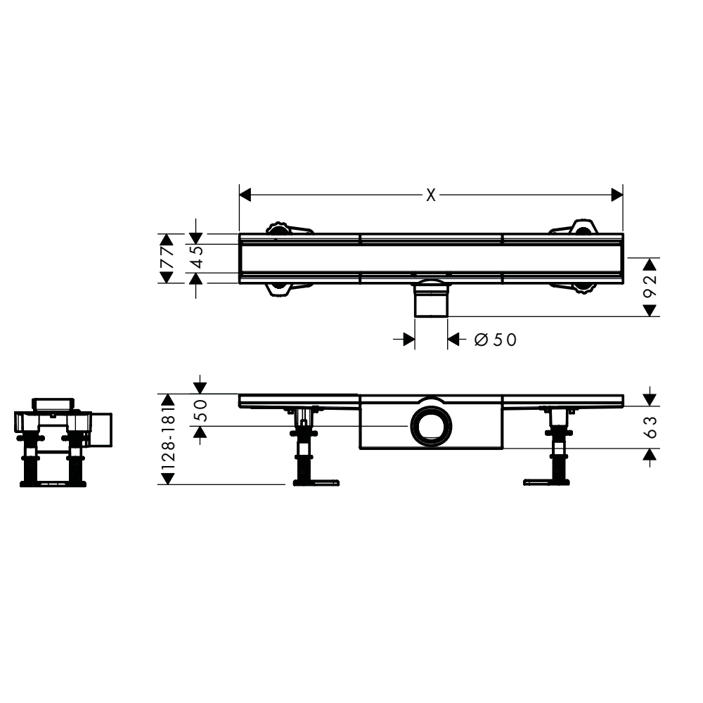 Hansgrohe RainDrain Compact Komple Set Duş Kanalı 600 Standart Montaj56174800