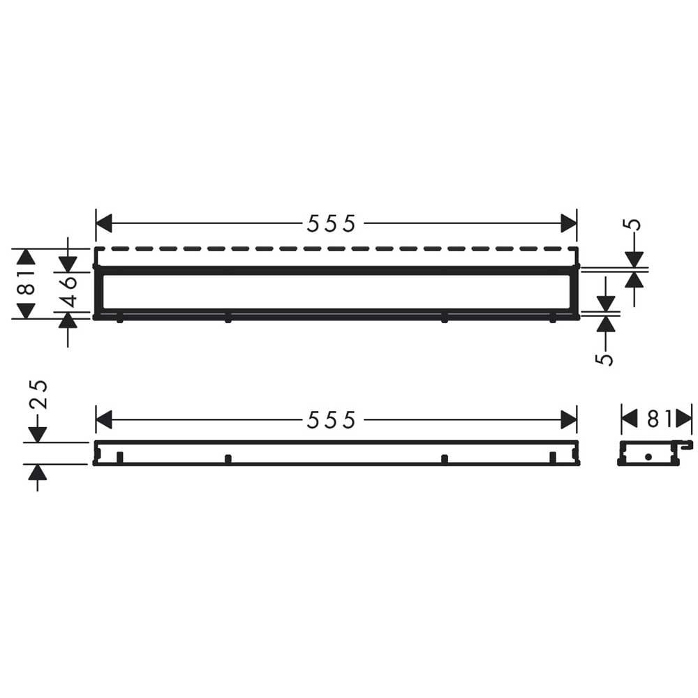Linear Duş Kanalı 60 cm Seramik Kaplanabilir Kapak Yüksekliği Ayarlanabilir Çerçeve Paslanmaz Çelik56036800