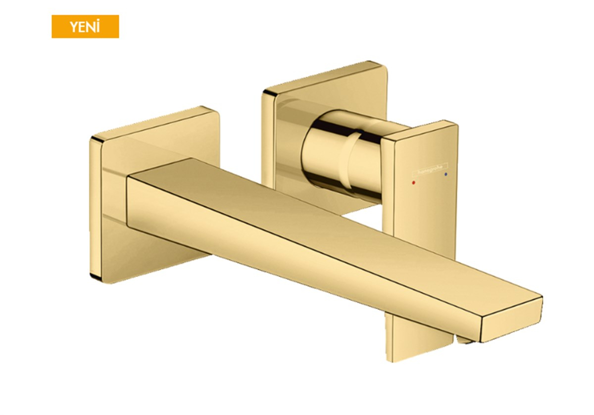 HG Metropol® Tek kollu Lavabo Bataryası ankastre duvara monte Parlak altın optik