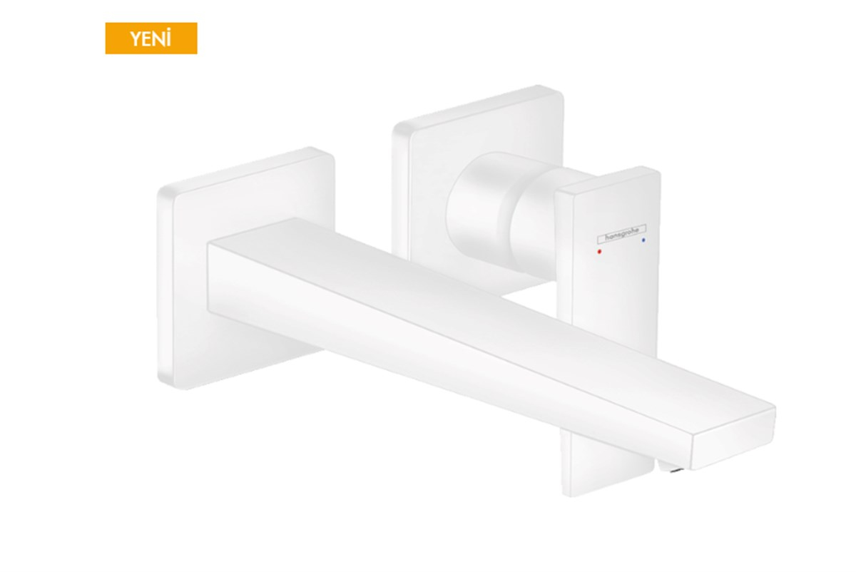 HG Metropol® Tek kollu Lavabo Bataryası ankastre duvara monte Mat beyaz