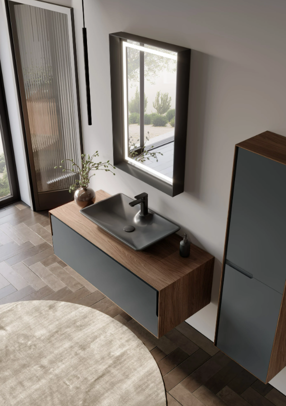 Orka Craft Banyo Dolabı Takımı 100 cm Kompakt Ceviz-CRAFT100M
