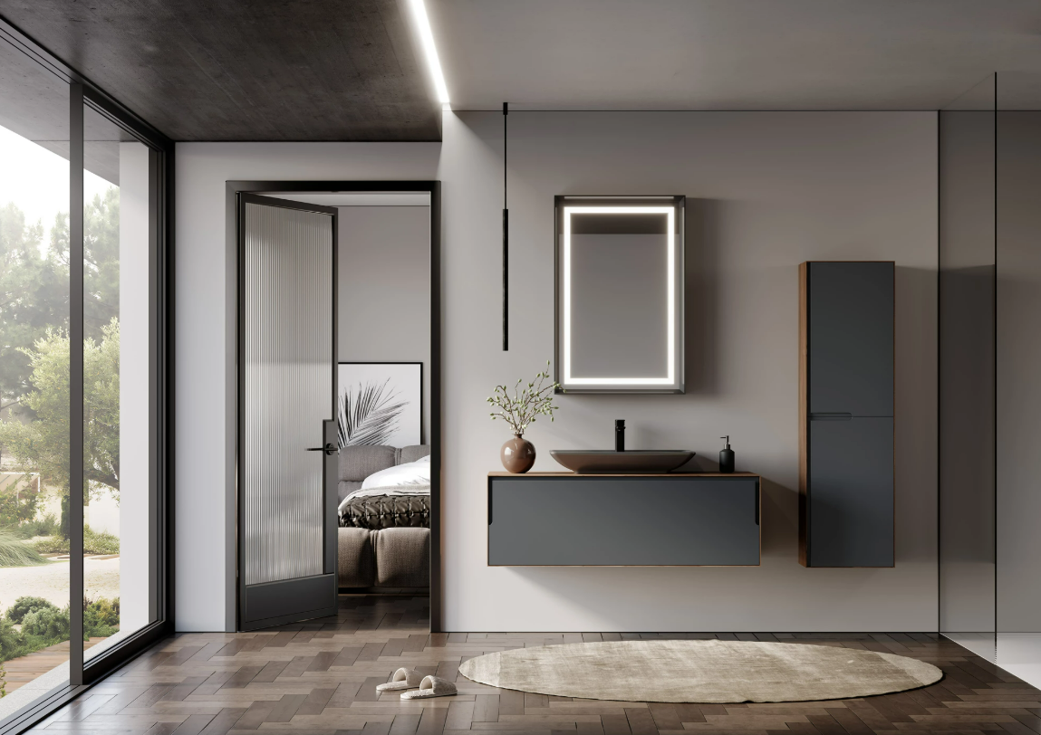 Orka Craft Banyo Dolabı Takımı 100 cm Kompakt Ceviz-CRAFT100M