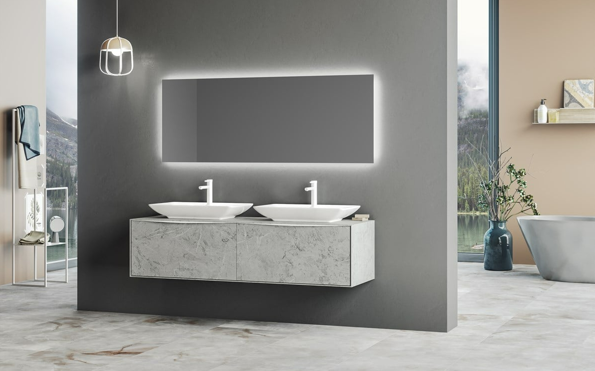 Orka Mono Banyo Dolabı Takımı 100 cm Macael Ledli Ayna-MONO160M