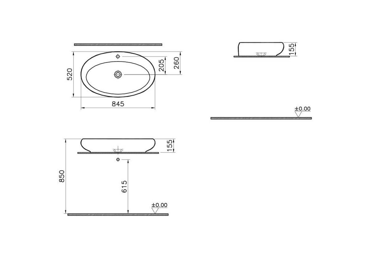 Vitra İstanbul Oval Çanak Lavabo Beyaz 85 cm4447B403-0041
