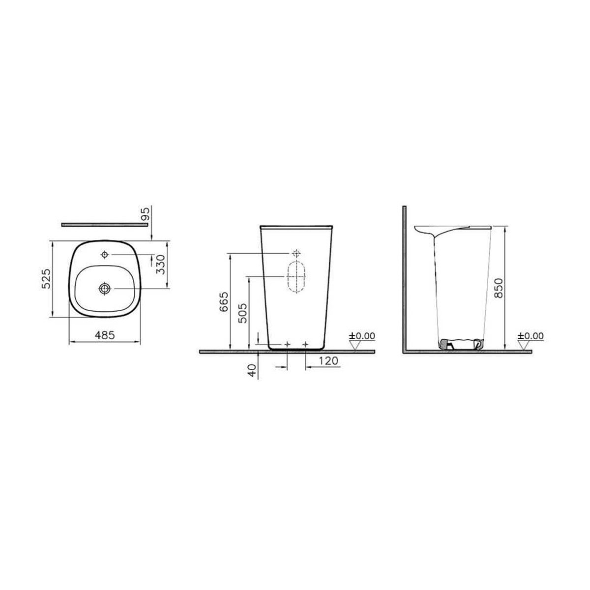 Vitra Plural Monoblok Lavabo Mat Vizon 50cm7814B450-0001